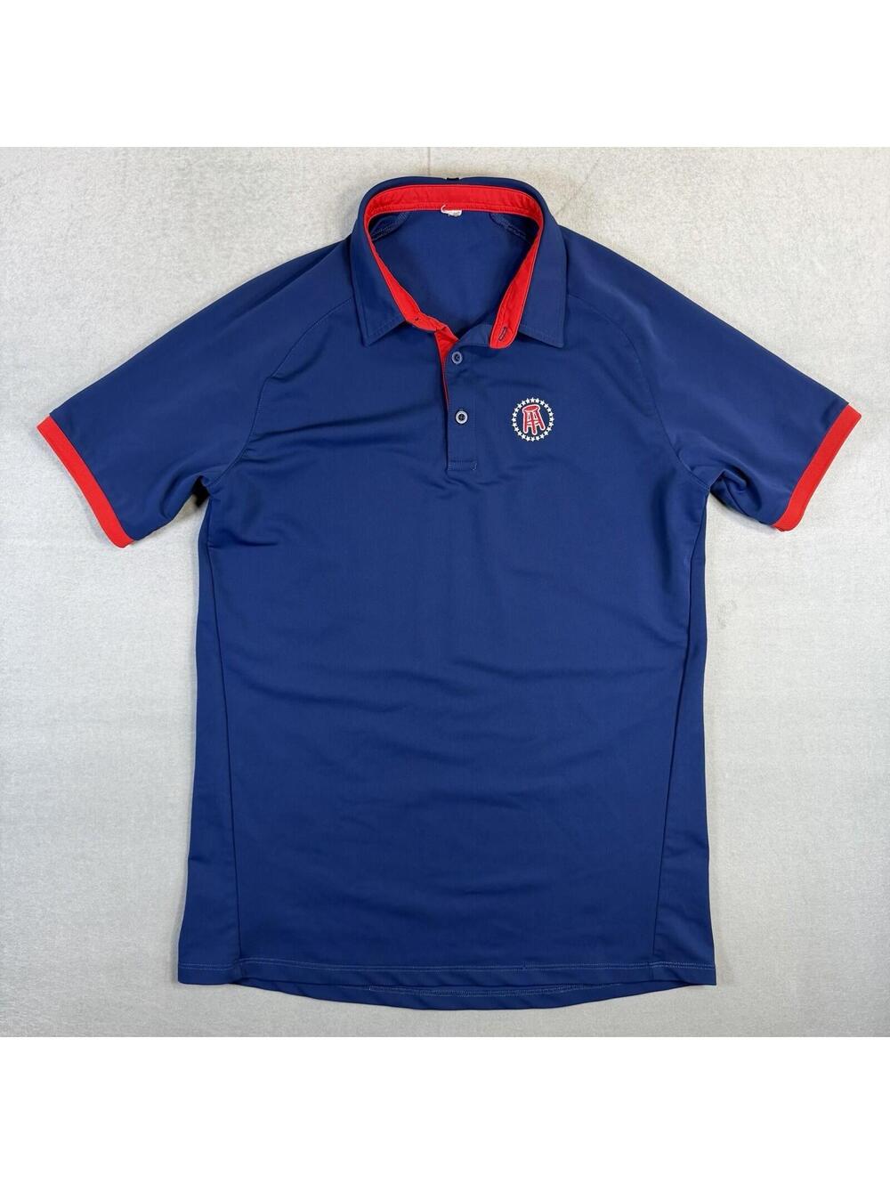 UNRL Barstool Sports Polo Shirt Mens Small Blue Red Logo Performance Golf